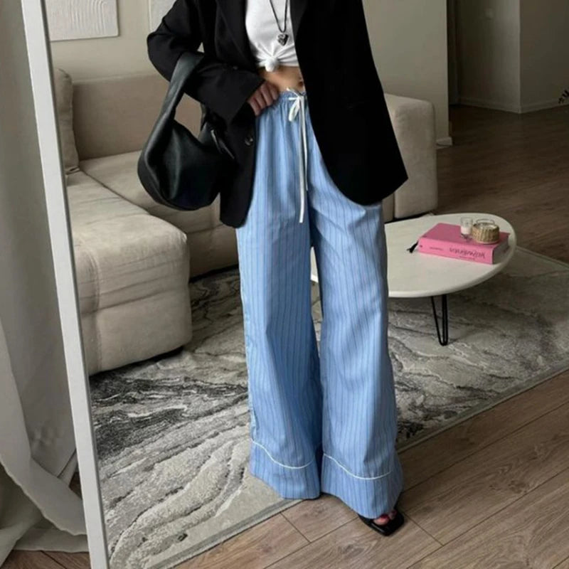 Soft Striped Palazzo Trousers