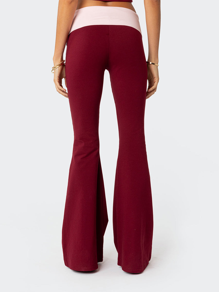 Y2K Contrast Foldover Flare Pants