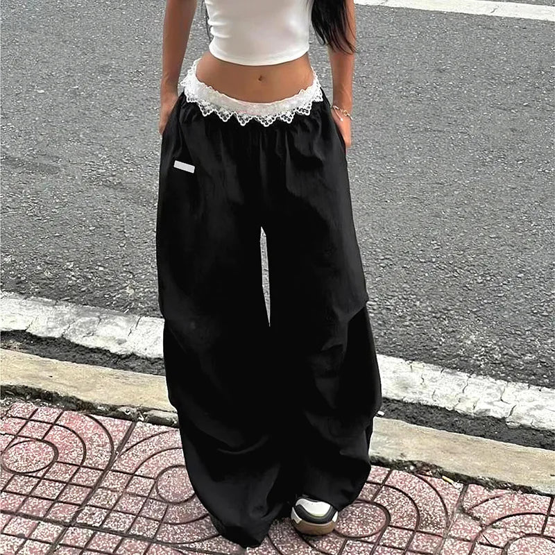 Lace Trim Street Cargo Pants