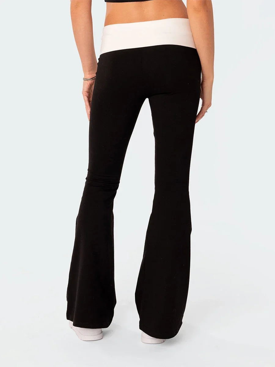 Y2K Contrast Foldover Flare Pants