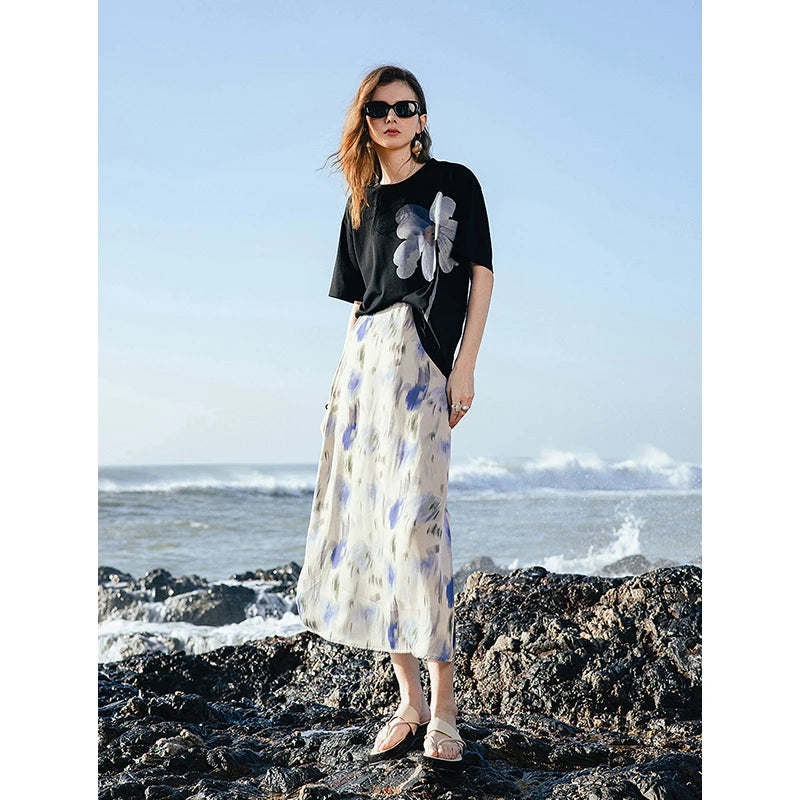Watercolor Bloom Oversized Tee