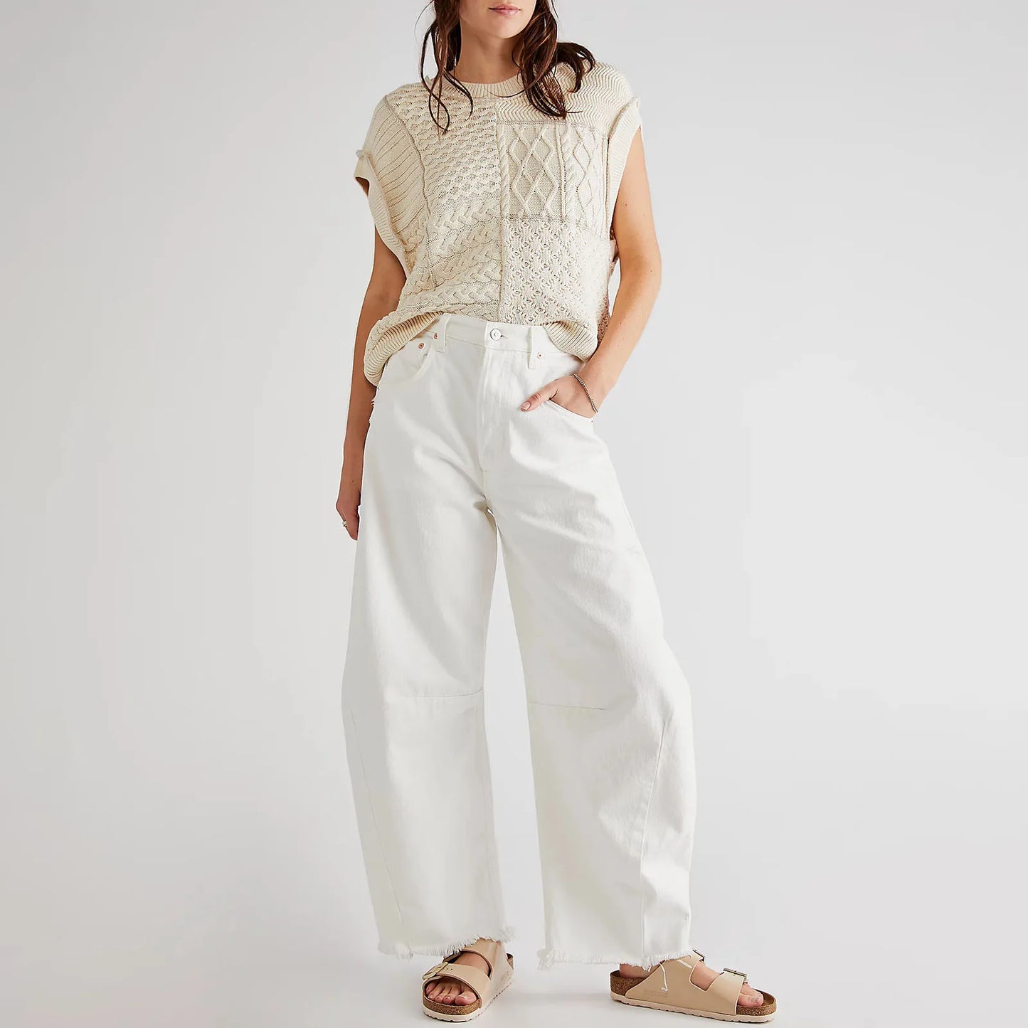 Raw Edge Barrel Fit Jeans