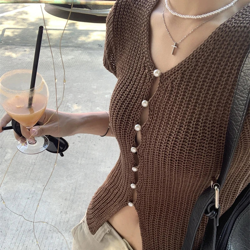 Pearl Button Knit Tee