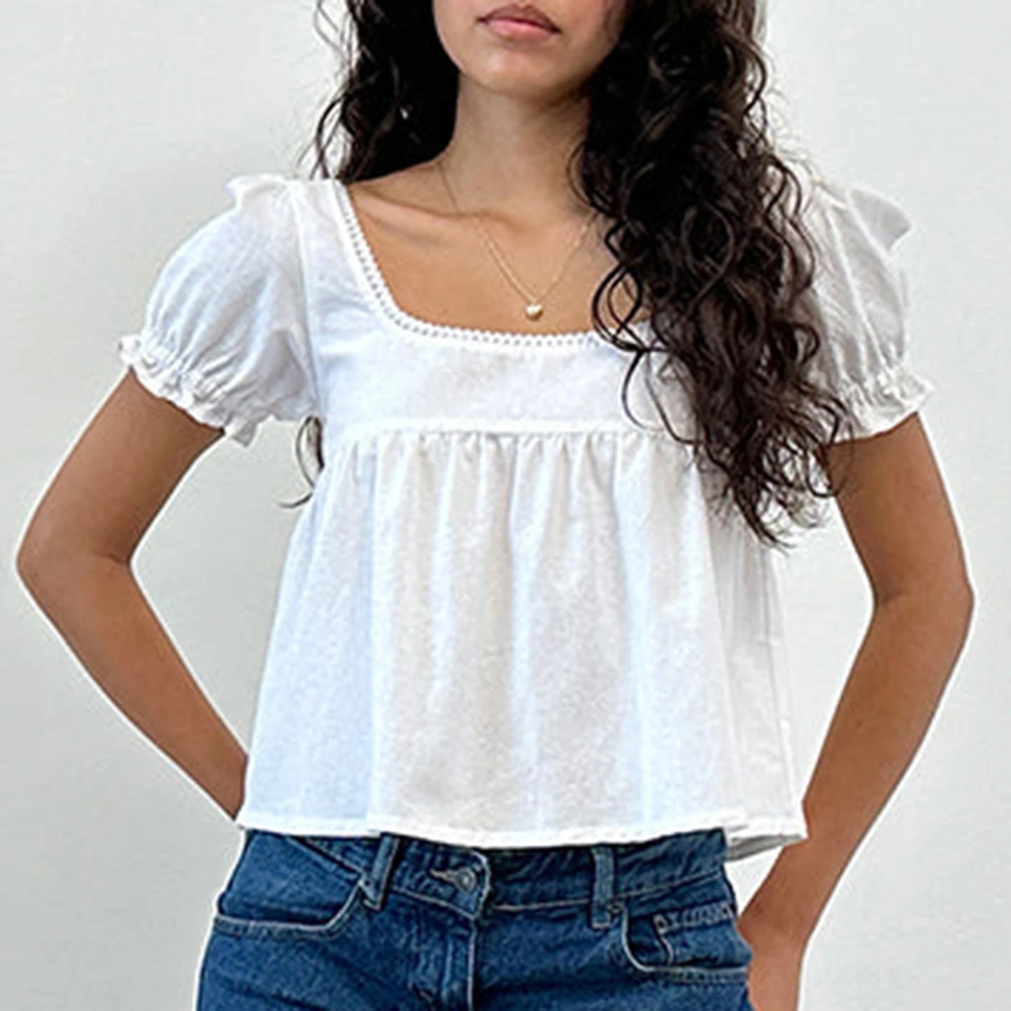 Square Neck Babydoll Top