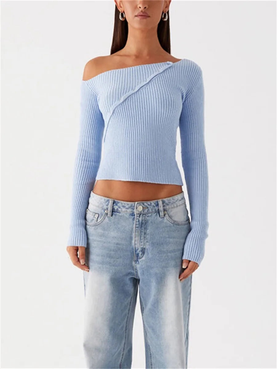 Asymmetrical Ribbed Knit Top