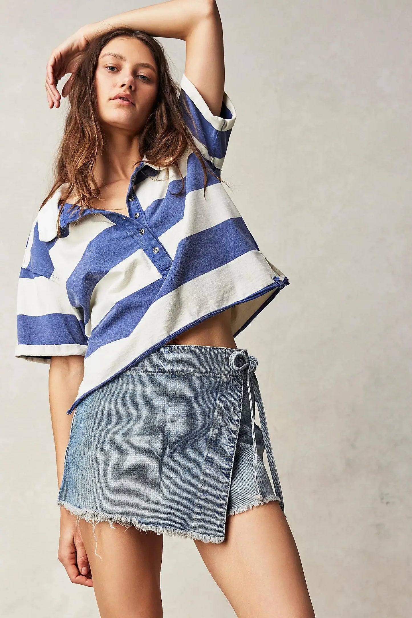 Indigo Wrap-Tie Mini Skort