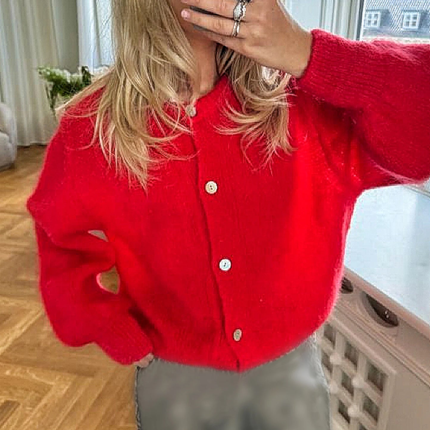 Fuzzy Knit Drop Shoulder Cardi