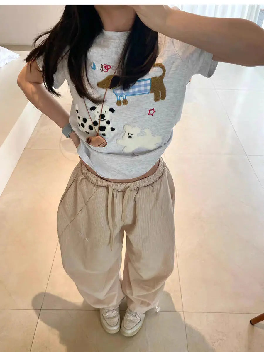 Soft Stripe Drawstring Trousers