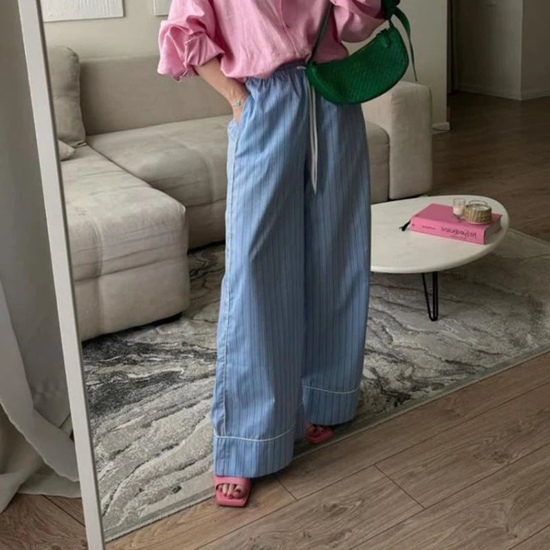 Soft Striped Palazzo Trousers