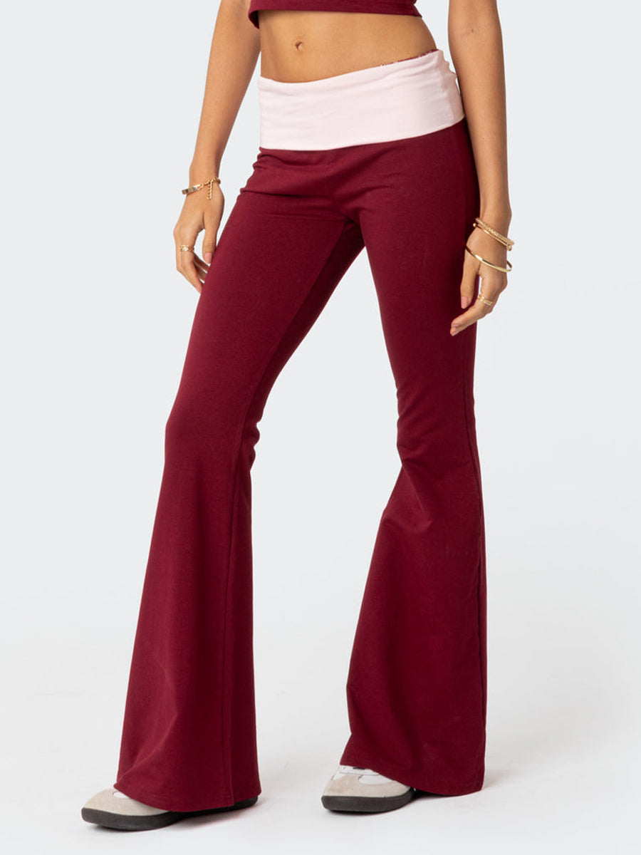 Y2K Contrast Foldover Flare Pants