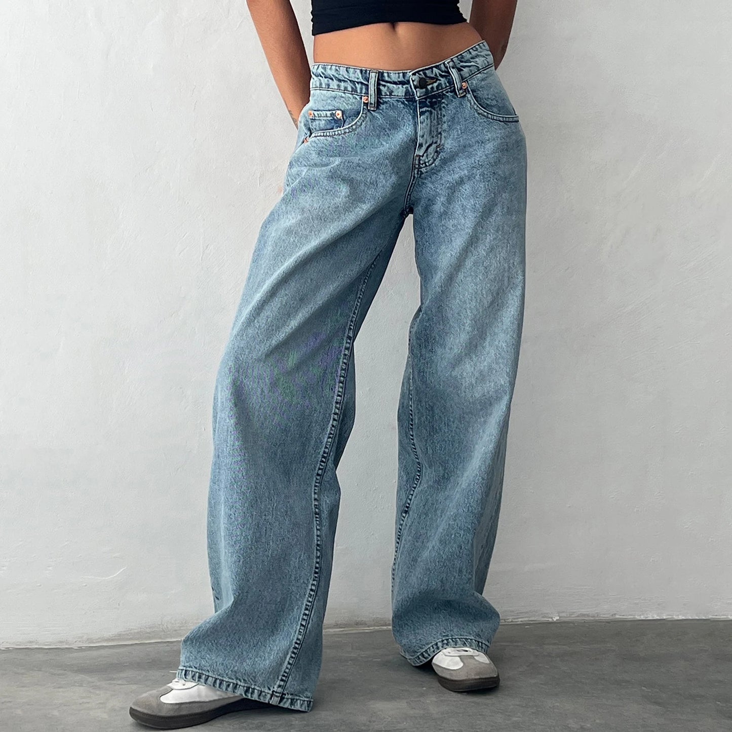 Off-Duty Boyfriend Wide Leg Jeans