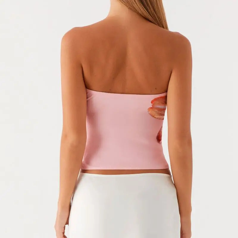 Orchid Bloom Strapless Crop Top