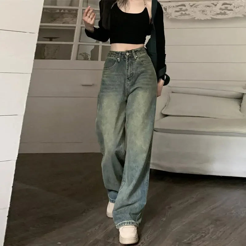 Faded Olive Straight-Leg Jeans