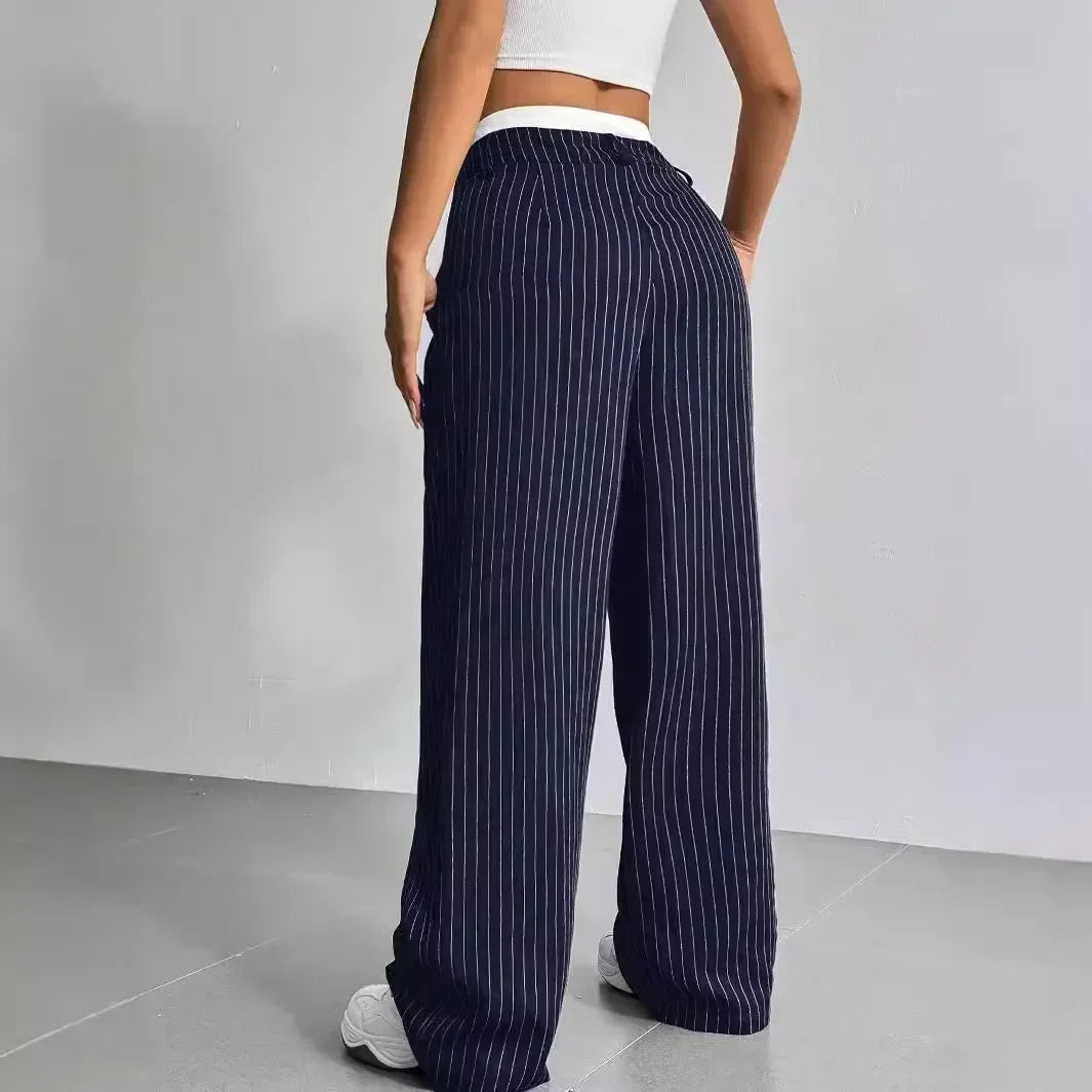 Pinstripe Wide-Leg Trousers