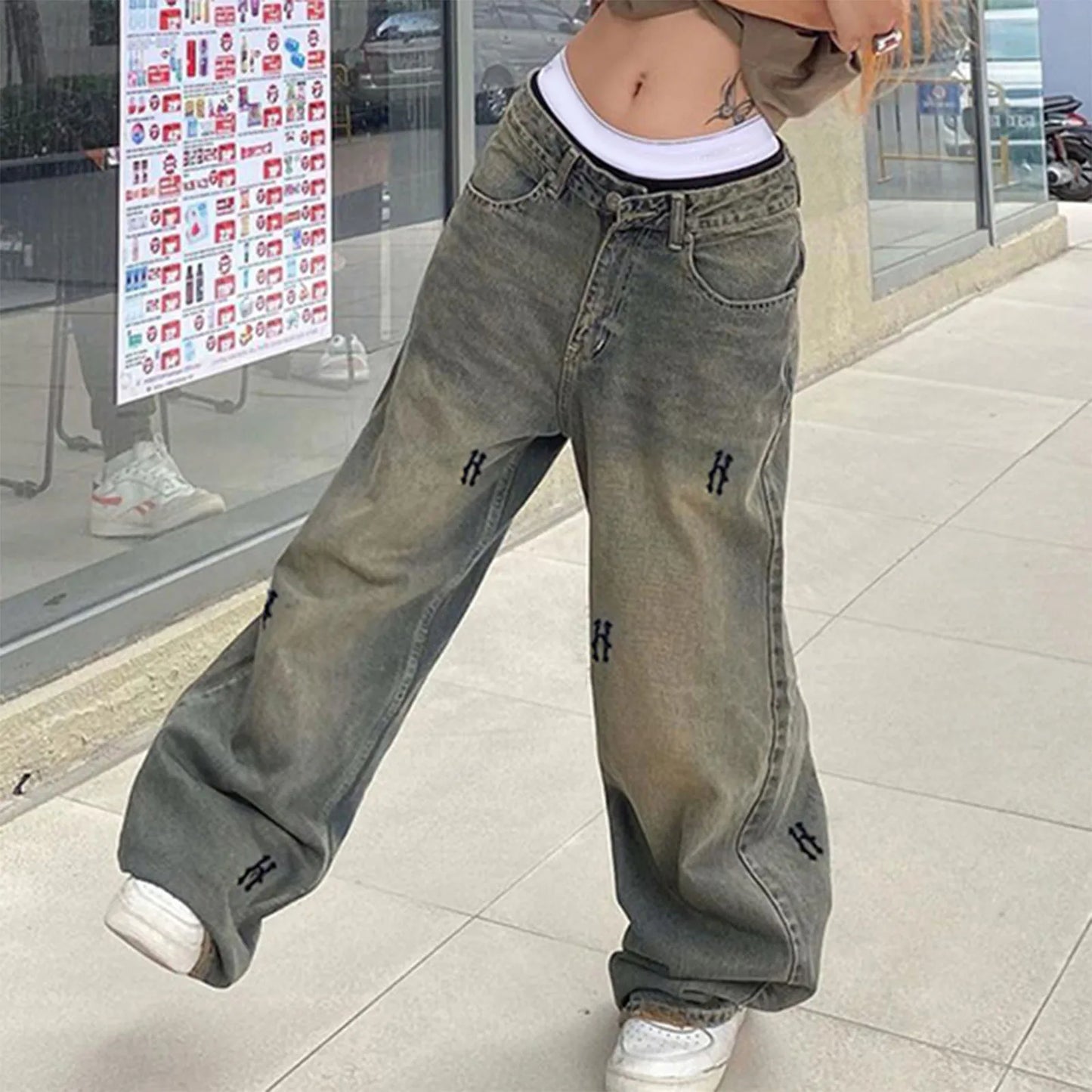Faded Rebel Wide Leg Jeans