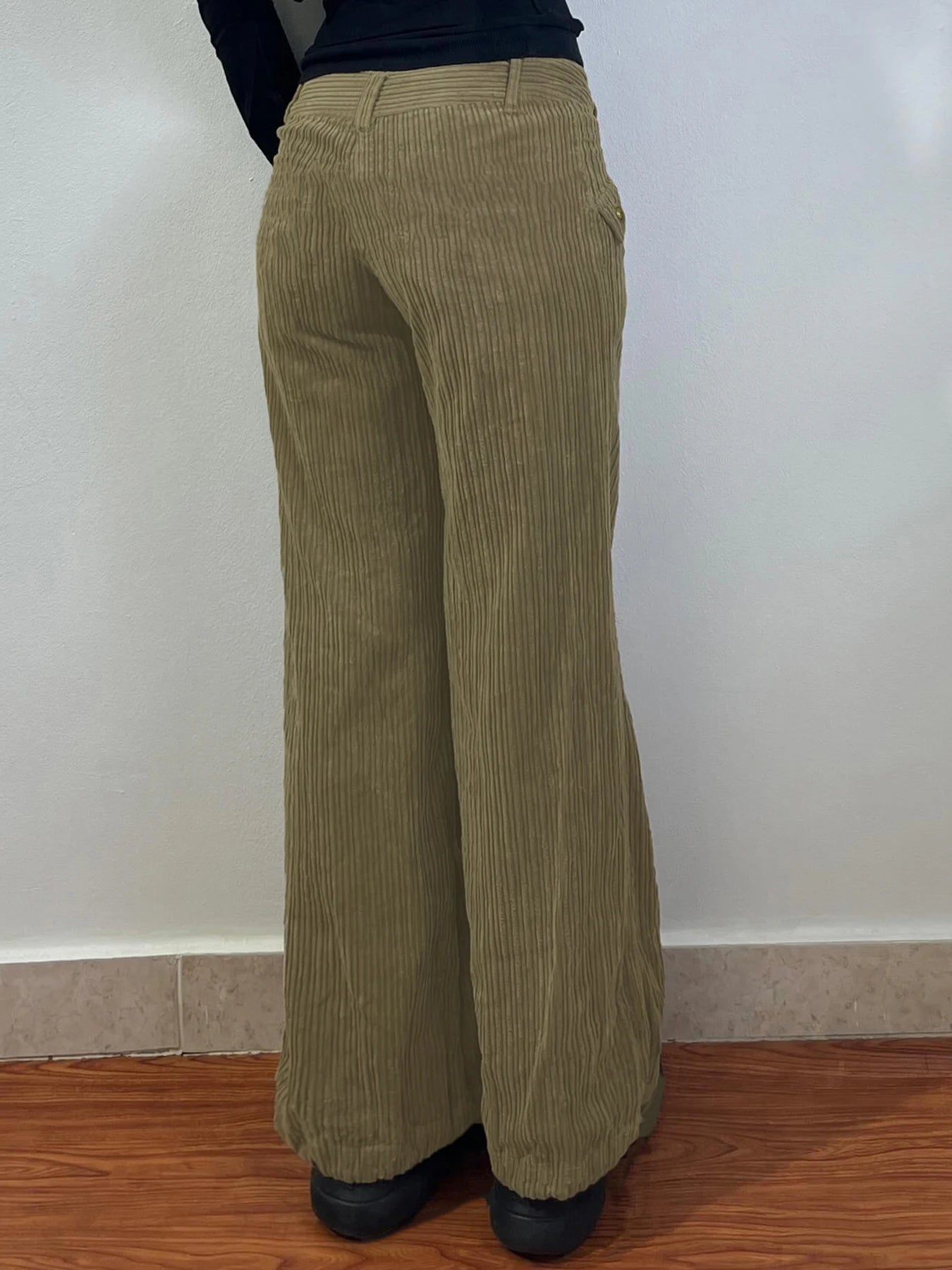 Olive Corduroy Cargo Slouch Pants