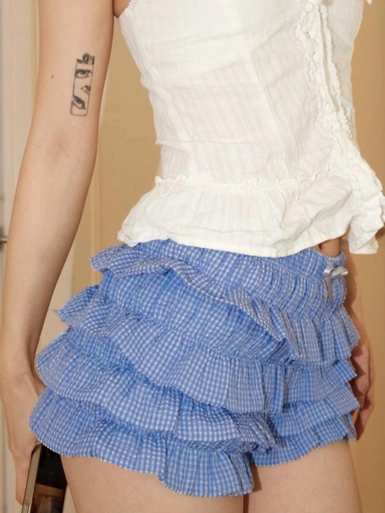 Gingham Ruffle Cake Shorts