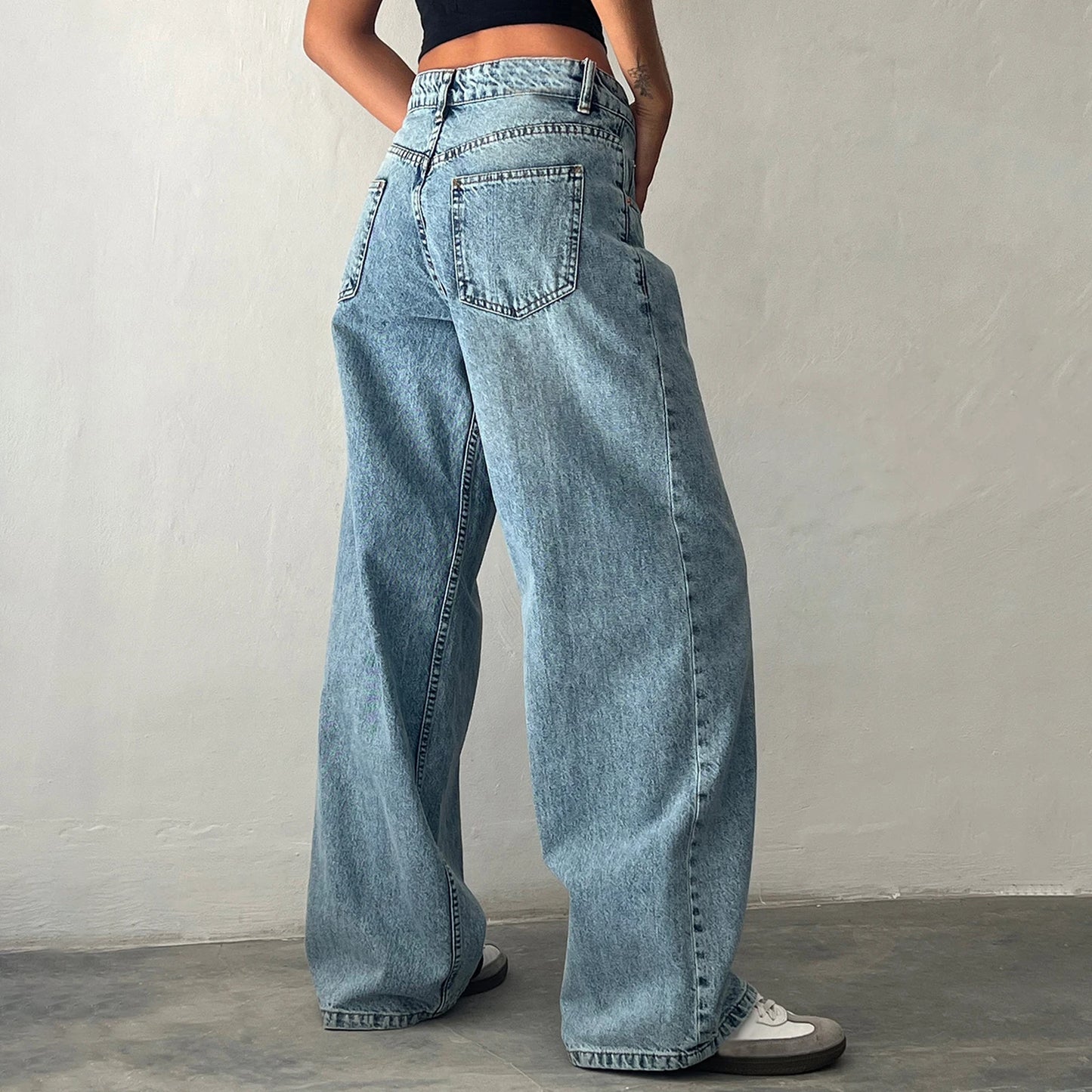 Off-Duty Boyfriend Wide Leg Jeans