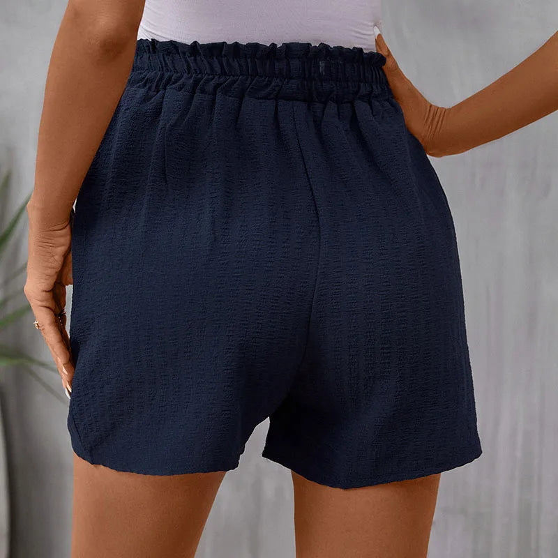 Seaside Linen Tie-Waist Shorts – Midnight Blue