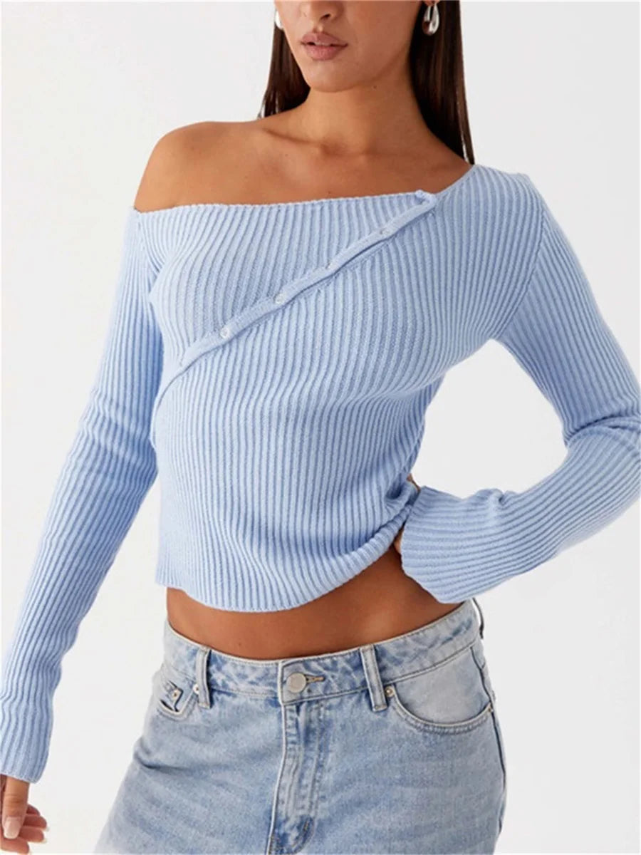 Asymmetrical Ribbed Knit Top