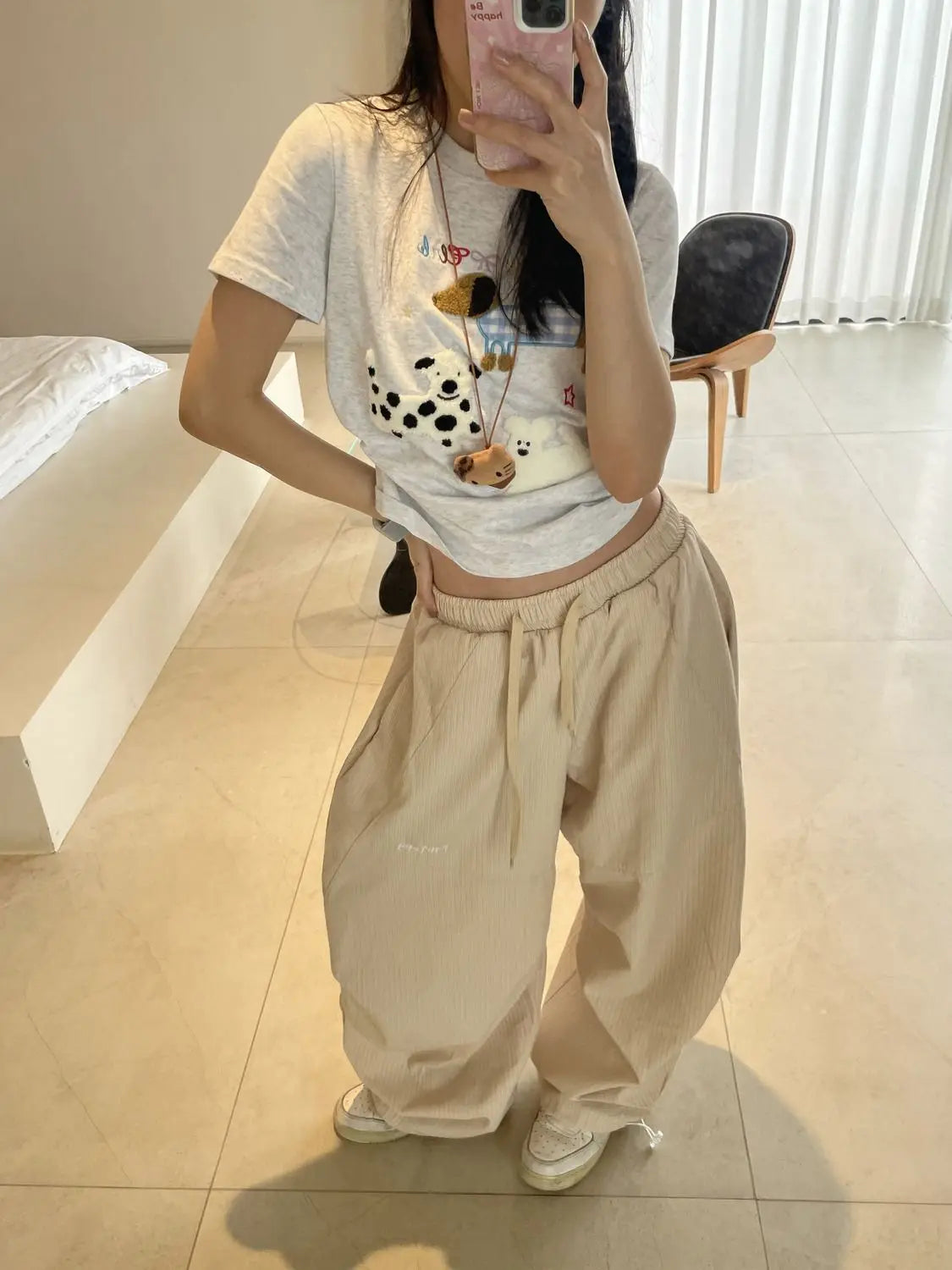 Soft Stripe Drawstring Trousers