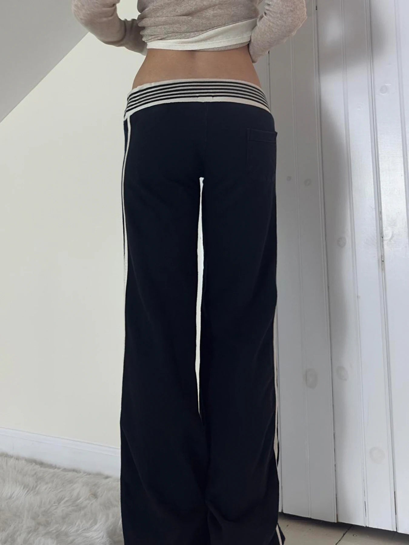 Varsity Stripe Foldover Track Pants