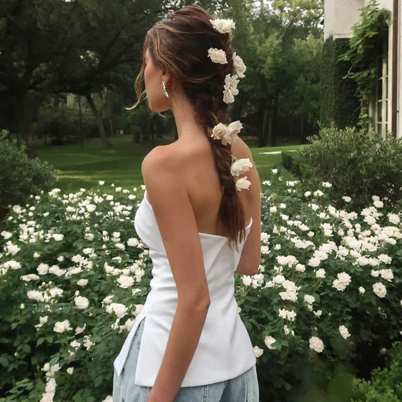 Sleek Strapless Peplum Top