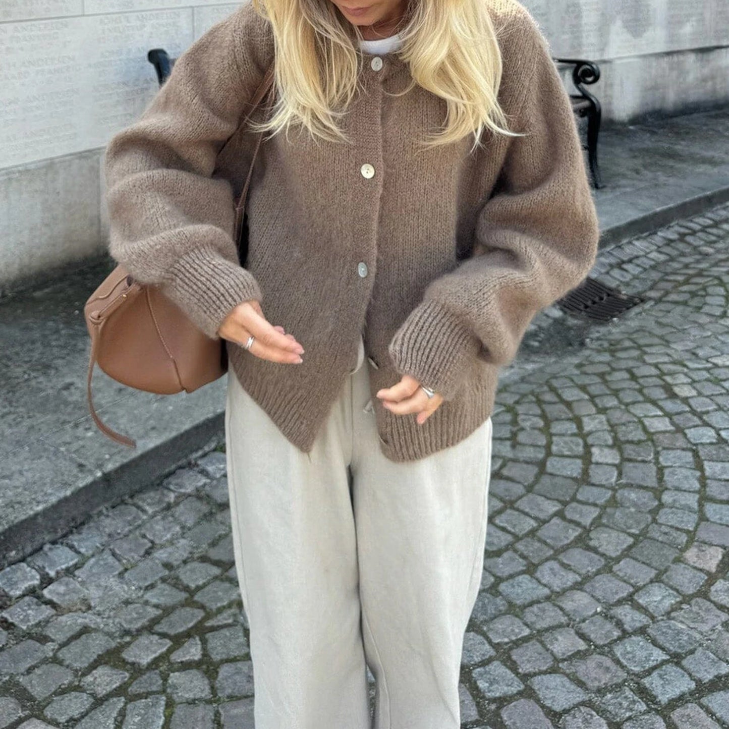 Fuzzy Knit Drop Shoulder Cardi