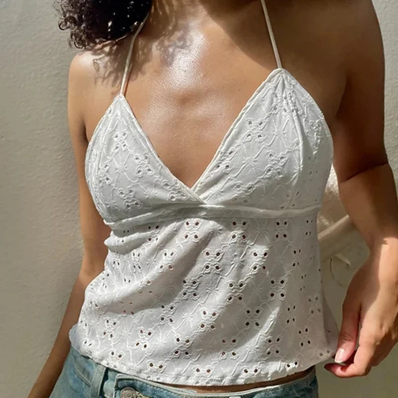 Eyelet Halter Camisole