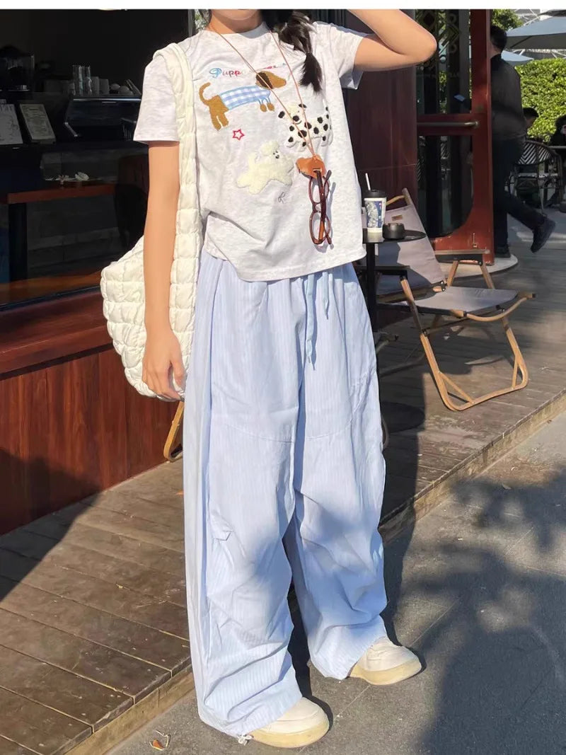Soft Stripe Drawstring Trousers