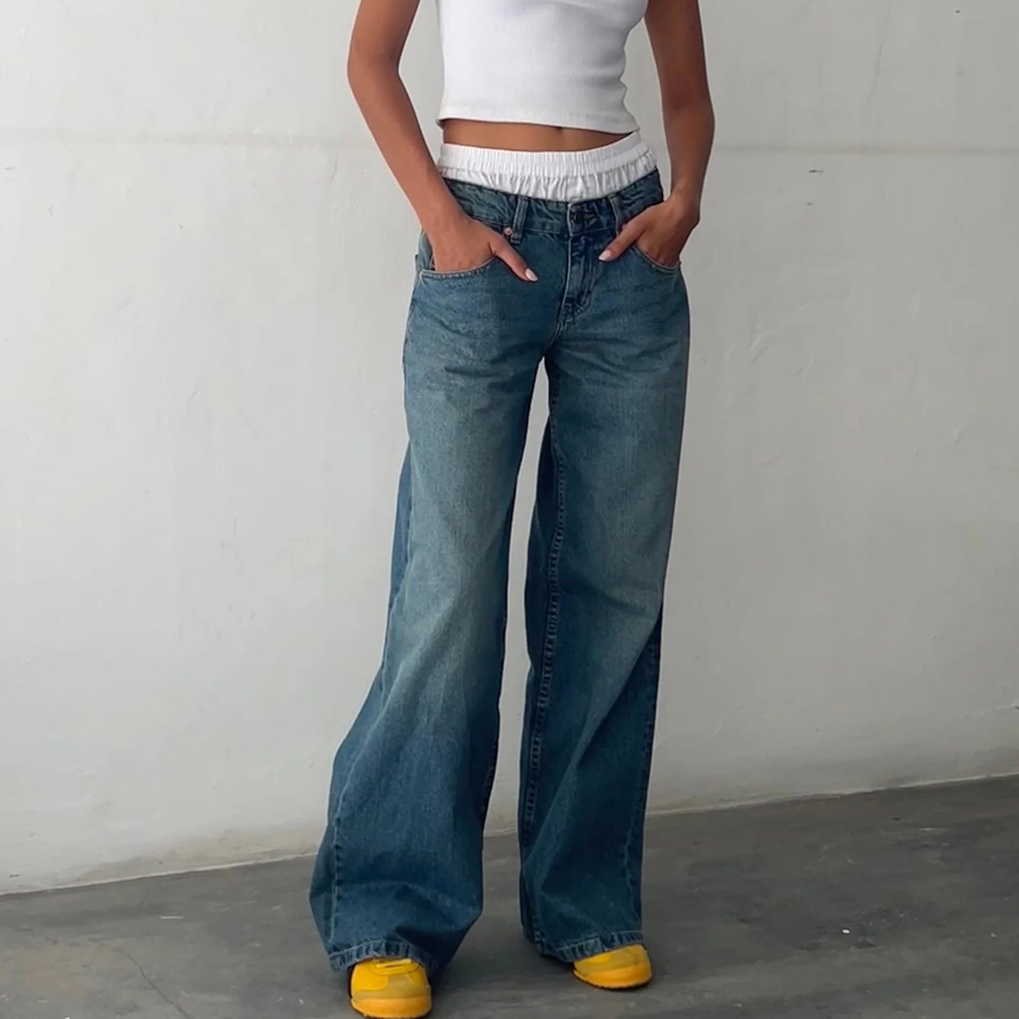Off-Duty Boyfriend Wide Leg Jeans