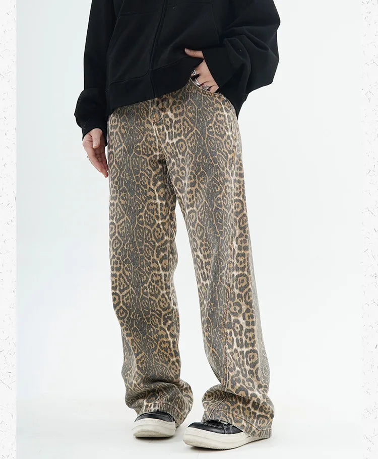Wild Side Leopard Baggy Jeans