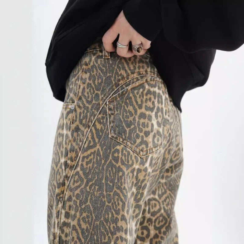 Wild Side Leopard Baggy Jeans