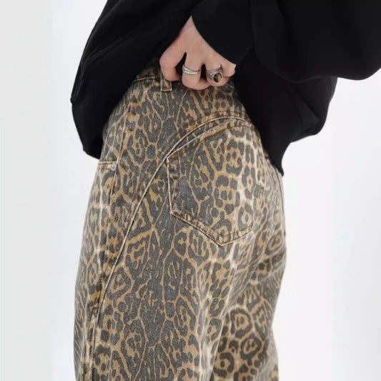 Wild Side Leopard Baggy Jeans