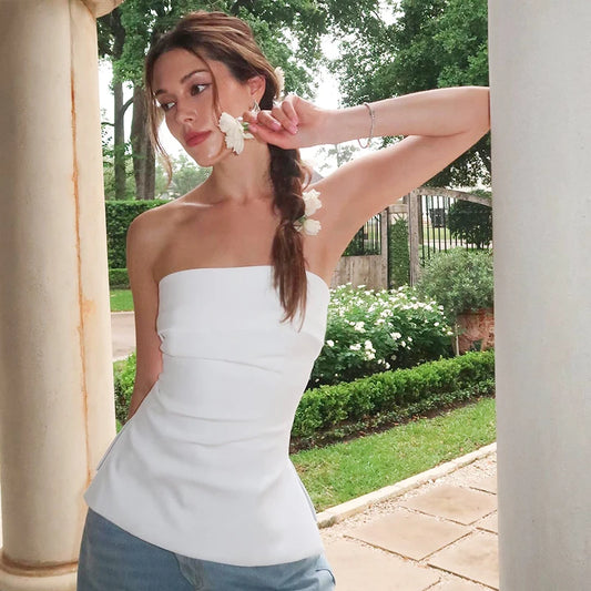 Sleek Strapless Peplum Top