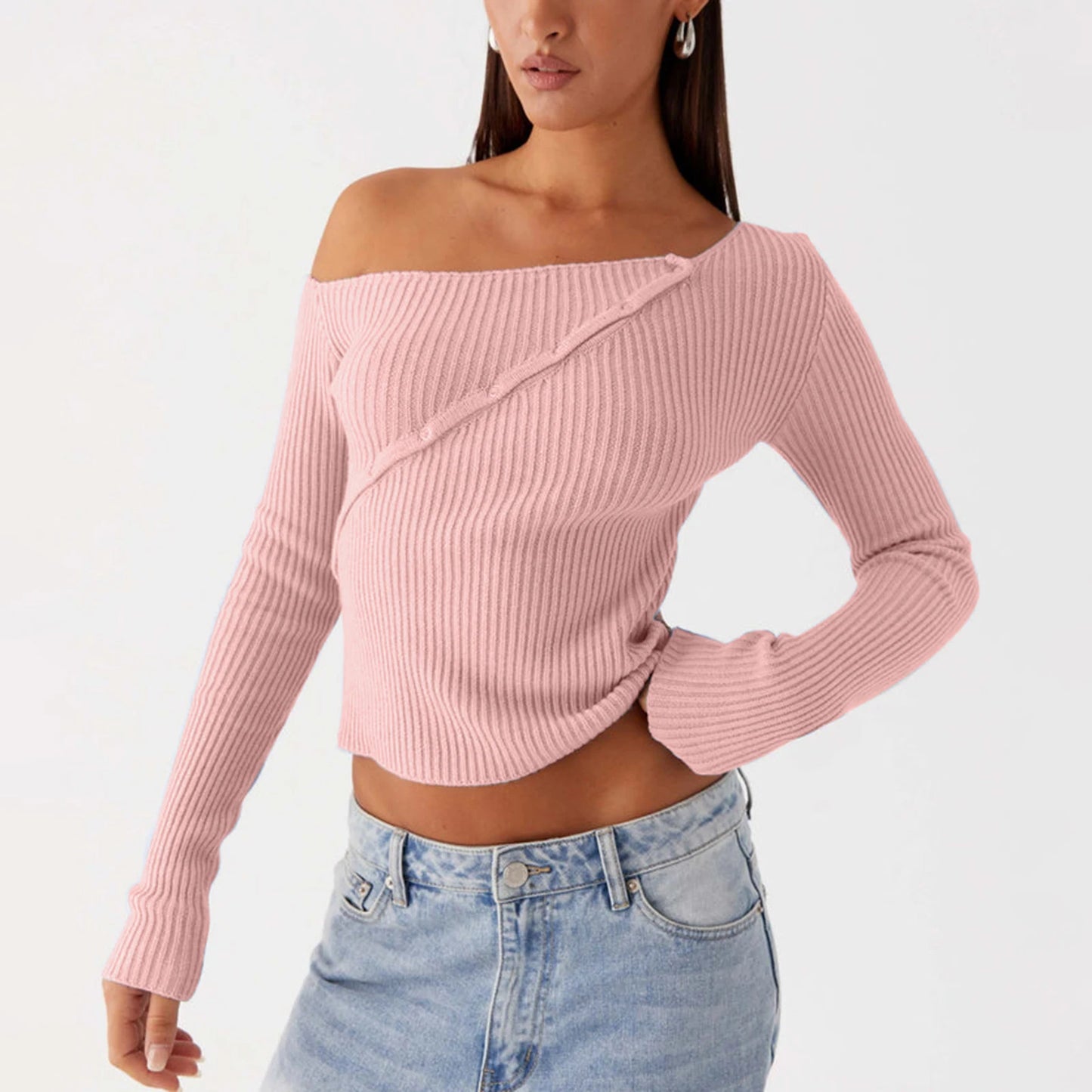 Asymmetrical Ribbed Knit Top