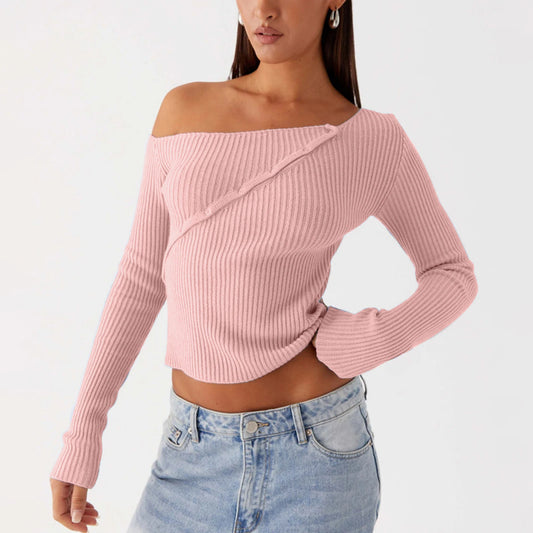 Asymmetrical Ribbed Knit Top