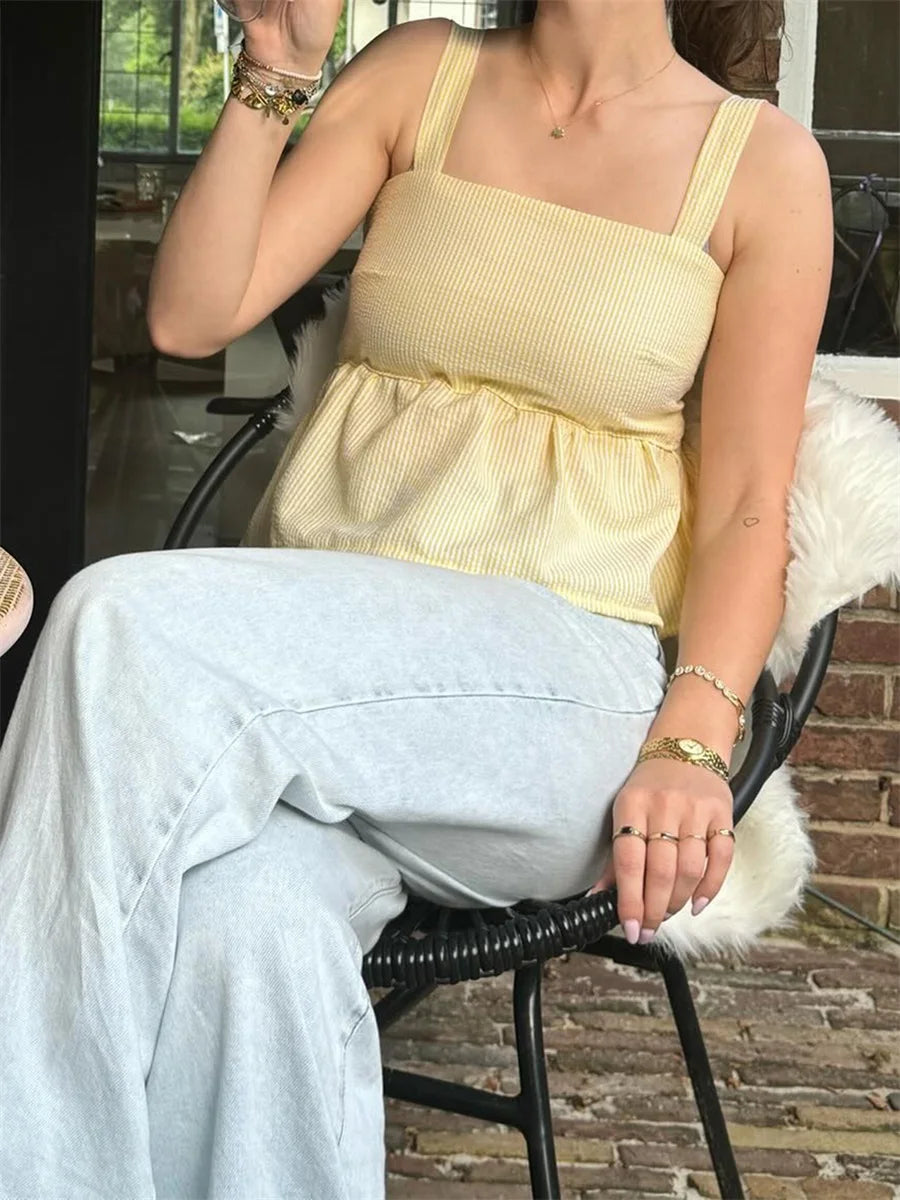 Lemon Glow Peplum Tank