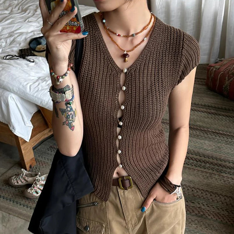 Pearl Button Knit Tee