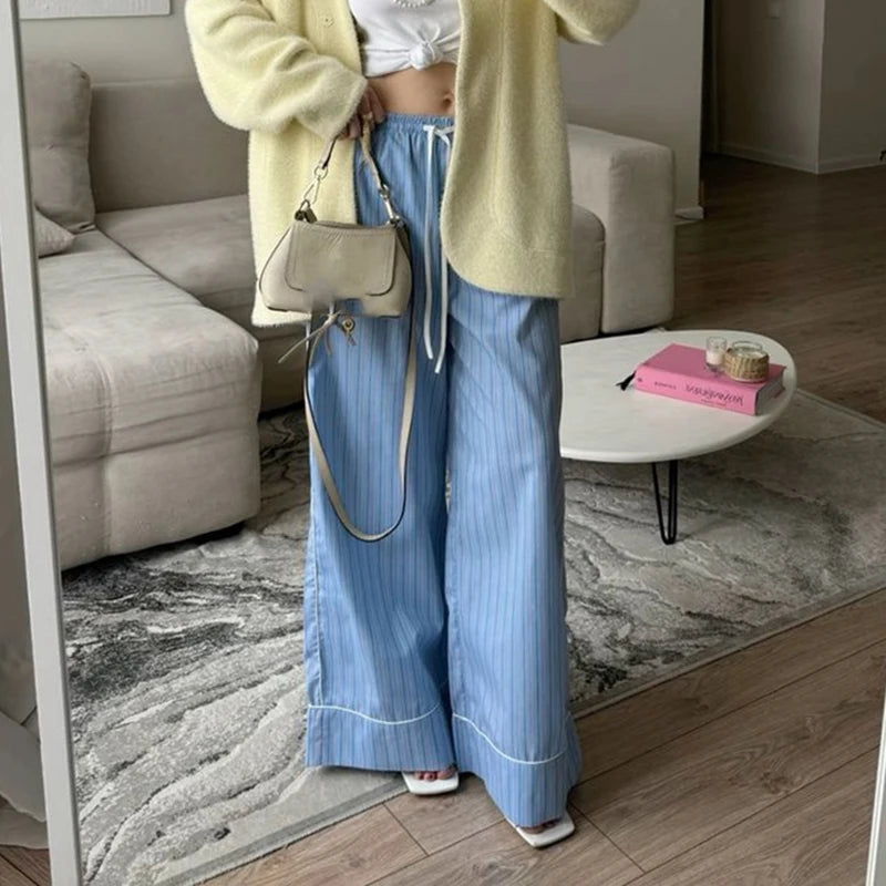 Soft Striped Palazzo Trousers