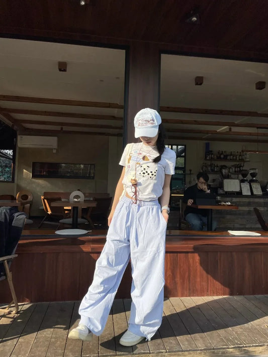 Soft Stripe Drawstring Trousers