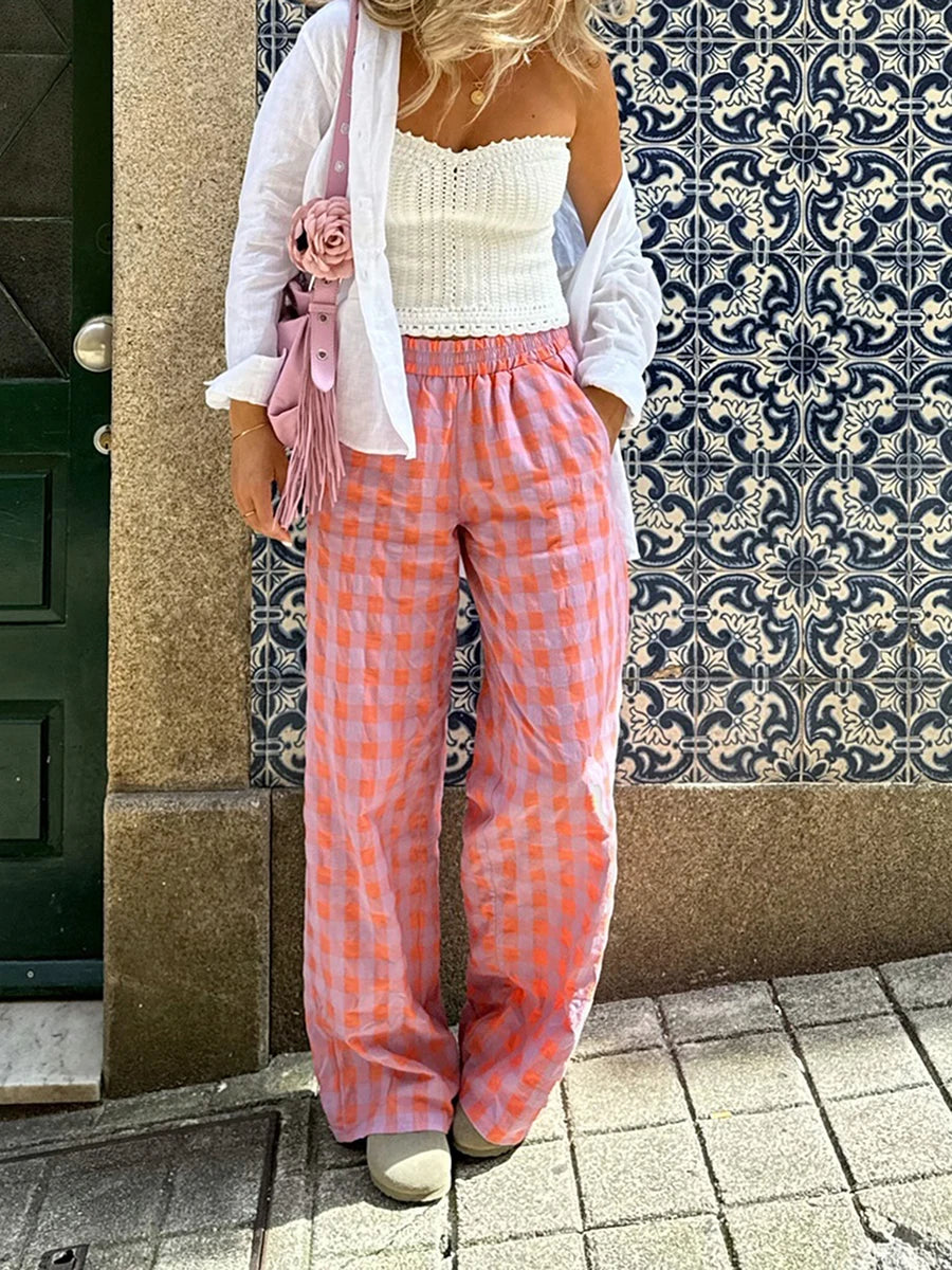 Sunset Picnic Checkered Pants