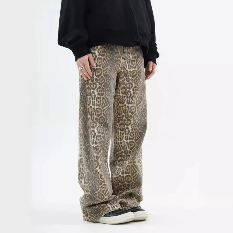 Wild Side Leopard Baggy Jeans