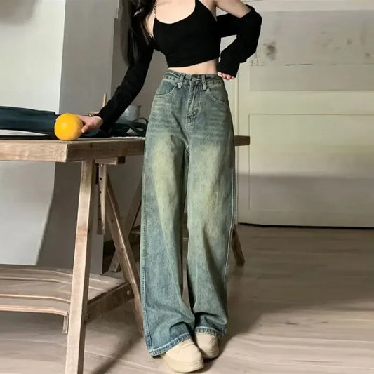 Faded Olive Straight-Leg Jeans
