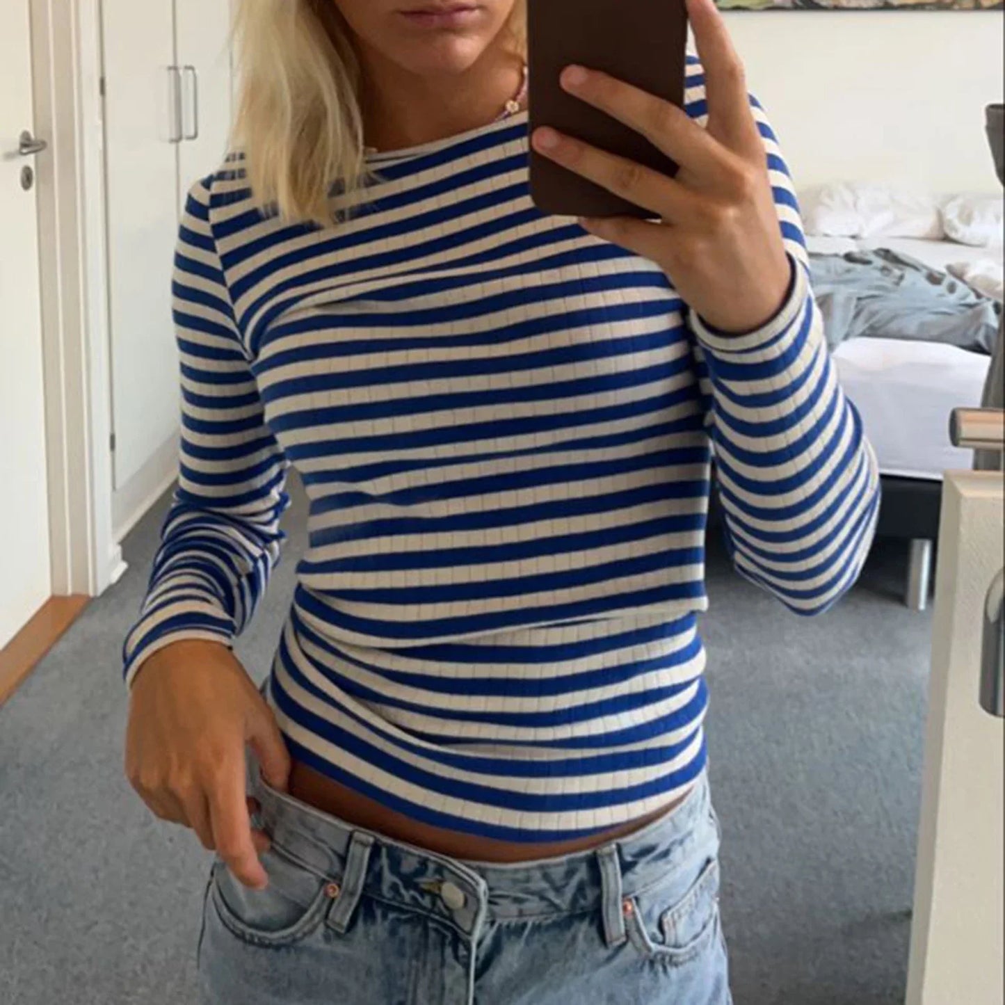 Striped Ribbed Long Sleeve Tee