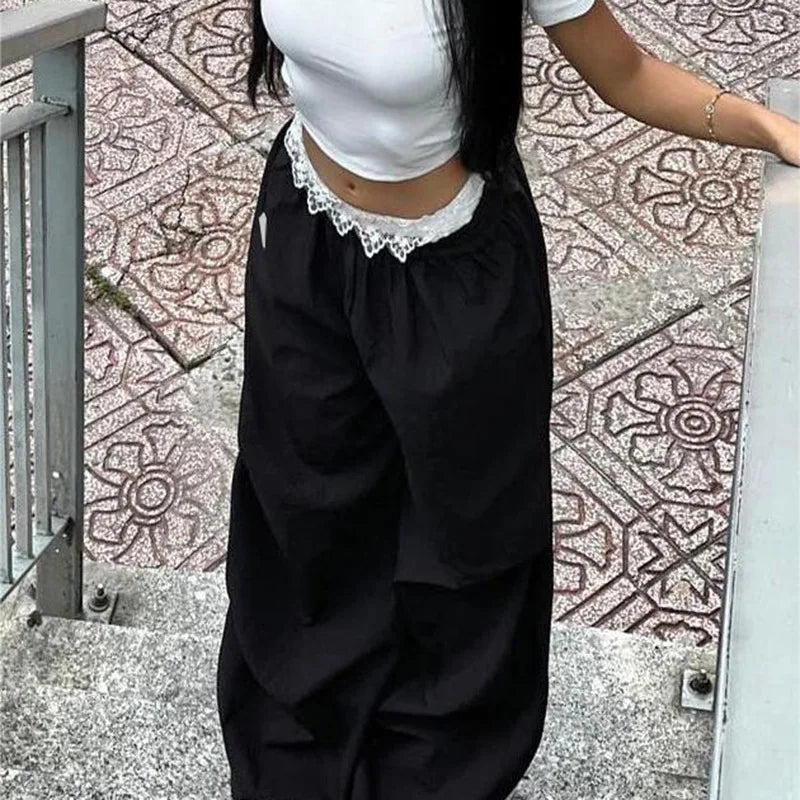 Lace Trim Street Cargo Pants