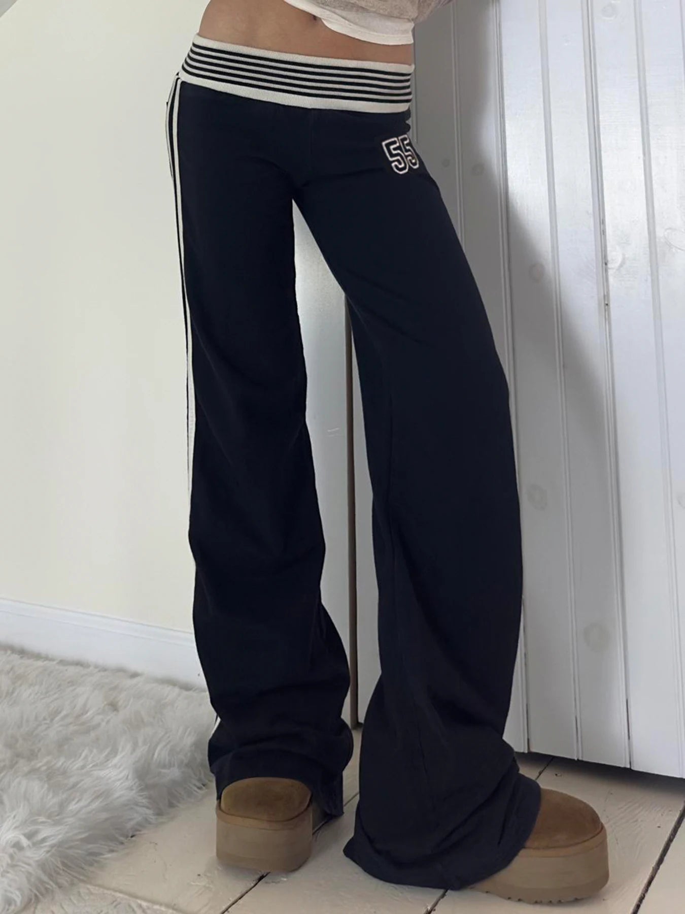 Varsity Stripe Foldover Track Pants