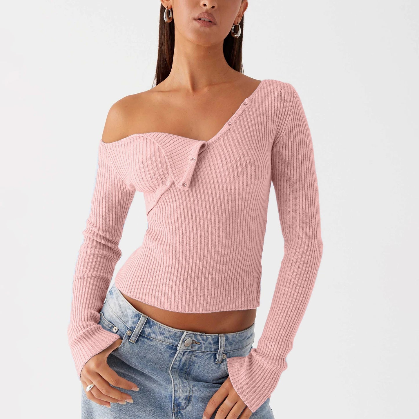 Asymmetrical Ribbed Knit Top