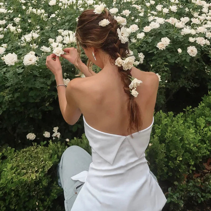 Sleek Strapless Peplum Top