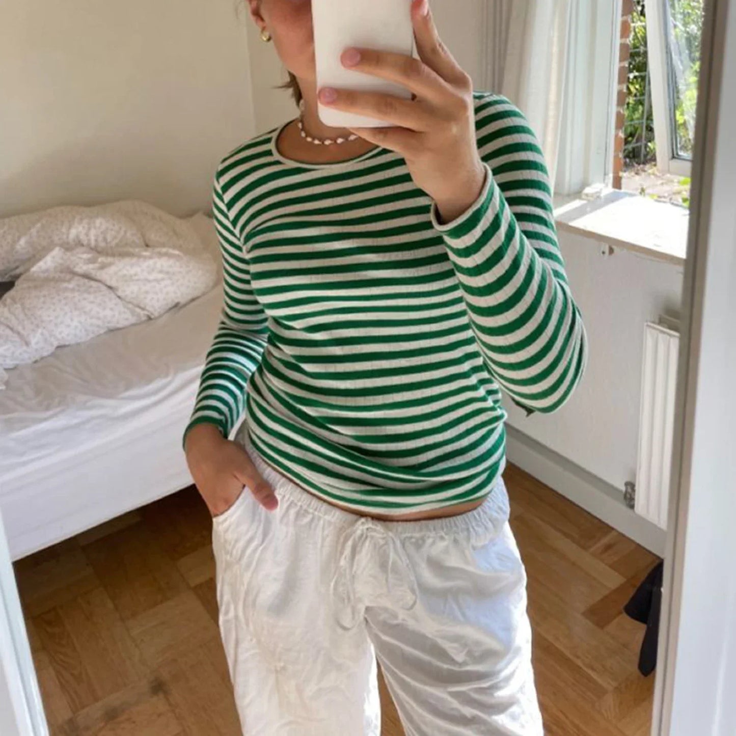 Striped Ribbed Long Sleeve Tee